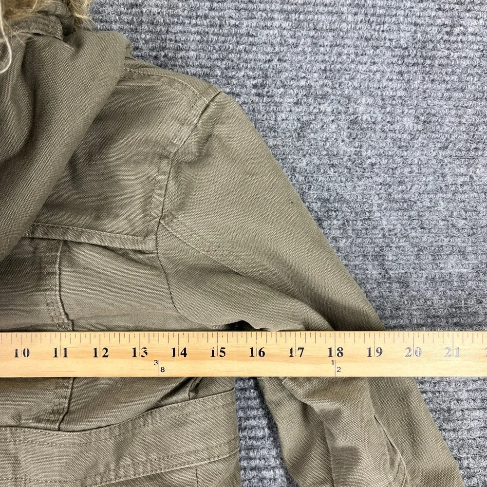 Carhartt Canvas Parka Jacket Youth 6X Sherpa Lined Faux Fur Hood Rugged Coat